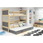Krevet BMS Rico na kat za 3 osobe 200x90 cm, PINE grafit