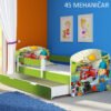 Dječji krevet ACMA s motivom, bočna zelena + ladica 180x80 cm 45 Mehaničar