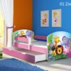 Dječji krevet ACMA s motivom, bočna roza + ladica 160x80 cm