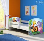 Dječji krevet ACMA s motivom, bočna bijela 140x70 cm 01 Zoo
