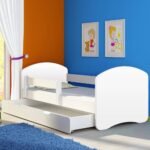 Dječji krevet ACMA II bez motiva, bočna bijela + ladica 180x80 cm