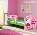 Dječji krevet ACMA s motivom, bočna zelena 160x80 cm 15 Sweet Kitty