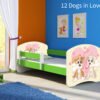 Dječji krevet ACMA s motivom, bočna zelena 160x80 cm 12 Dogs in Love