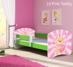 Dječji krevet ACMA s motivom, bočna zelena 160x80 cm 10 Pink Teddy Bear