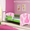 Dječji krevet ACMA s motivom, bočna zelena 160x80 cm 08 Princess with Pony