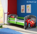 Dječji krevet ACMA s motivom, bočna zelena 160x80 cm 05 Red Car