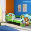 Dječji krevet ACMA s motivom, bočna zelena 160x80 cm 02 Animals