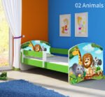 Dječji krevet ACMA s motivom, bočna zelena 160x80 cm 02 Animals