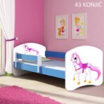 Dječji krevet ACMA s motivom, bočna plava 180x80 cm 43 Konjić