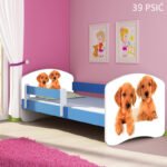 Dječji krevet ACMA s motivom, bočna plava 140x70 cm 39 Psići