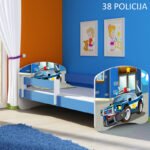 Dječji krevet ACMA s motivom, bočna plava 160x80 cm 38 Policija