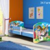 Dječji krevet ACMA s motivom, bočna plava 140x70 cm 34 Farm