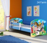 Dječji krevet ACMA s motivom, bočna plava 140x70 cm 34 Farm