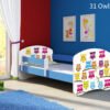 Dječji krevet ACMA s motivom, bočna plava 140x70 cm 31 Owls