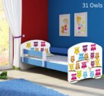 Dječji krevet ACMA s motivom, bočna plava 160x80 cm 31 Owls