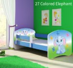 Dječji krevet ACMA s motivom, bočna plava 140x70 cm 27 Colored Elephant