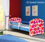 Dječji krevet ACMA s motivom, bočna plava 140x70 cm 25 Sweet hearts