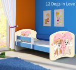 Dječji krevet ACMA s motivom, bočna plava 140x70 cm 12 Dogs in Love
