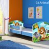 Dječji krevet ACMA s motivom, bočna plava 140x70 cm 02 Animals