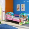 Dječji krevet ACMA s motivom, bočna roza 180x80 cm 34 Farm