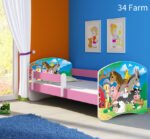 Dječji krevet ACMA s motivom, bočna roza 160x80 cm 34 Farm