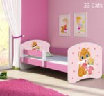 Dječji krevet ACMA s motivom, bočna roza 160x80 cm 33 Cats