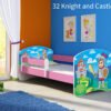 Dječji krevet ACMA s motivom, bočna roza 160x80 cm 32 Knight