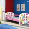 Dječji krevet ACMA s motivom, bočna roza 160x80 cm 31 Owls