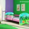 Dječji krevet ACMA s motivom, bočna roza 160x80 cm 30 Dinosaurs