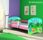 Dječji krevet ACMA s motivom, bočna roza 160x80 cm 30 Dinosaurs