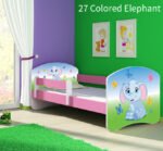 Dječji krevet ACMA s motivom, bočna roza 160x80 cm 27 Colored Elephant