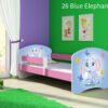 Dječji krevet ACMA s motivom, bočna roza 160x80 cm 26 Blue Elephant