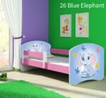 Dječji krevet ACMA s motivom, bočna roza 160x80 cm 26 Blue Elephant
