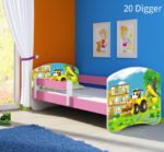 Dječji krevet ACMA s motivom, bočna roza 180x80 cm 20 Digger
