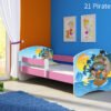 Dječji krevet ACMA s motivom, bočna roza 160x80 cm 21 Pirates