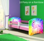 Dječji krevet ACMA s motivom, bočna roza 160x80 cm 18 Pony on a rainbow