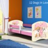 Dječji krevet ACMA s motivom, bočna roza 140x70 cm 12 Dogs in Love