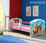 Dječji krevet ACMA s motivom, bočna roza 140x70 cm 03 Racing Car