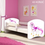 Dječji krevet ACMA s motivom, bočna bijela 140x70 cm 43 Konjić