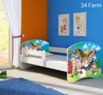 Dječji krevet ACMA s motivom, bočna bijela 140x70 cm 34 Farm