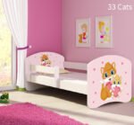 Dječji krevet ACMA s motivom, bočna bijela 160x80 cm 33 Cats