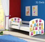 Dječji krevet ACMA s motivom, bočna bijela 140x70 cm 31 Owls