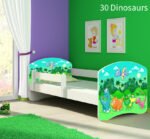 Dječji krevet ACMA s motivom, bočna bijela 160x80 cm 30 Dinosaurs