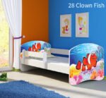 Dječji krevet ACMA s motivom, bočna bijela 140x70 cm 28 Clown Fish