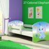 Dječji krevet ACMA s motivom, bočna bijela 140x70 cm 27 Colored Elephant