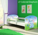 Dječji krevet ACMA s motivom, bočna bijela 140x70 cm 27 Colored Elephant