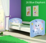 Dječji krevet ACMA s motivom, bočna bijela 140x70 cm 26 Blue Elephant