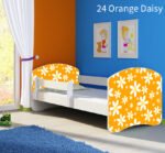 Dječji krevet ACMA s motivom, bočna bijela 140x70 cm 24 Orange Daisy