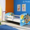 Dječji krevet ACMA s motivom, bočna bijela 140x70 cm 21 Pirates