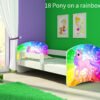 Dječji krevet ACMA s motivom, bočna bijela 140x70 cm 18 Pony on a rainbow